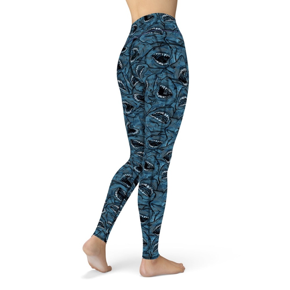 Spacefish Army Eco-Friendly Shark Camo Print Contour Leggings Size XS NWT - Picture 3 of 10